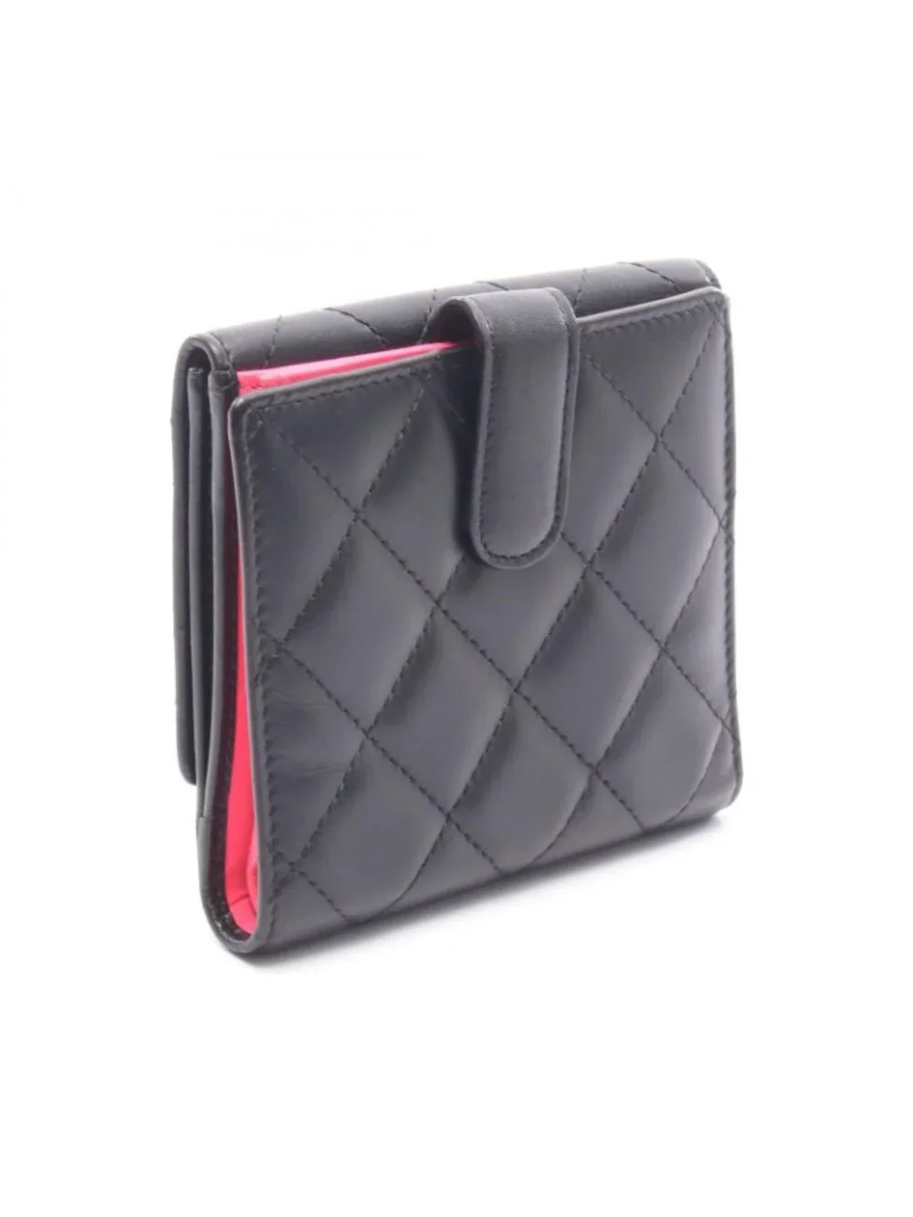 Chanel Hook Wallet Cambon Line Black Enamel Leather Patent
